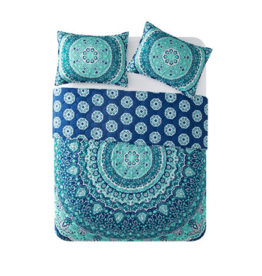 Traditional Teal Medallion Reversible Quilt